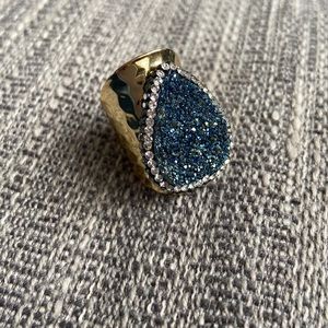 Blue Druzy Pavè Ring
